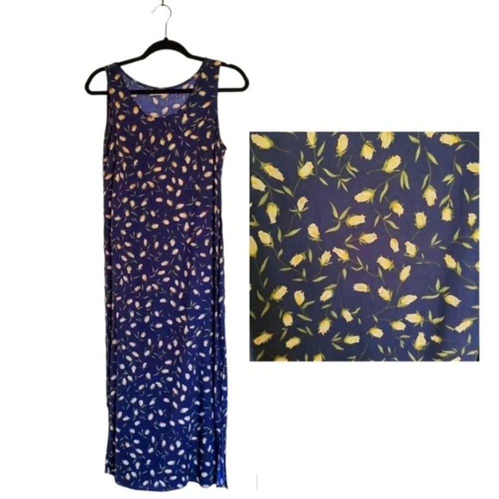 Vintage 90s Floral Midi Dress Size 10